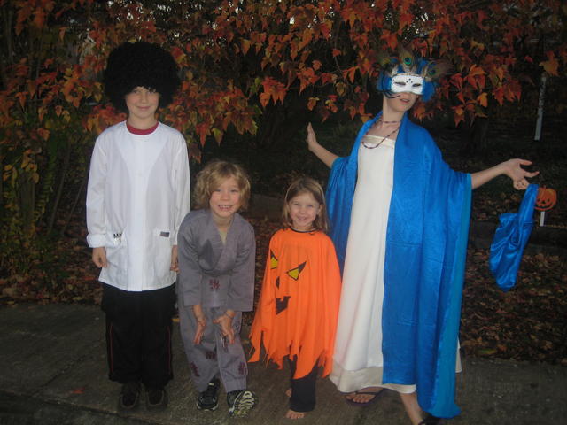 a mad scientist, a ninja/samurai, a pumpkin-king, and a masquerade ball lady